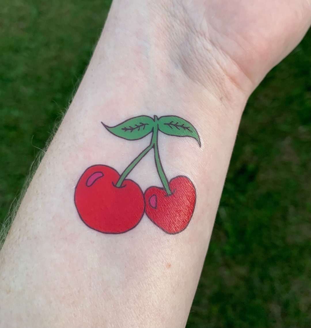 Cherry Tattoos Sheet of 11 Red Cherry Temporary Tattoos Etsy