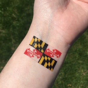 MADE IN USA • 12 Maryland Tattoos • Maryland Flag Temporary Tattoos • Maryland Pride