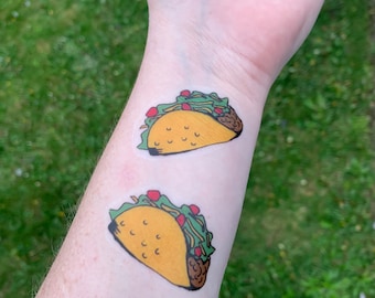 11 Large Taco Tattoos • Sheet of 11 Large Temporary Taco Tattoos • Taco Party • Taco Tuesday