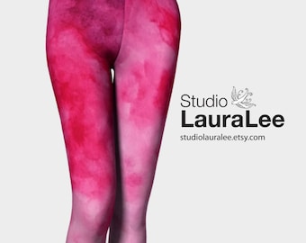 Pink Watercolor Leggings or Capris