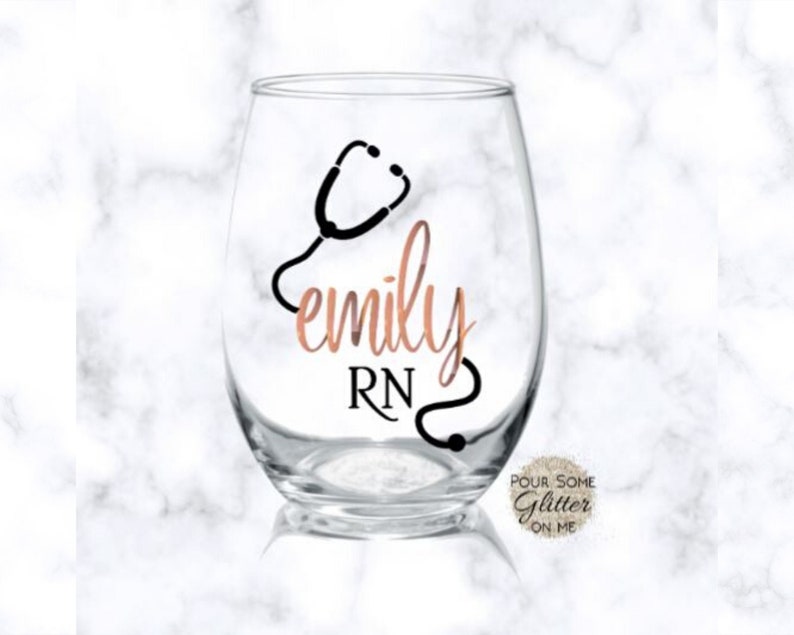 Nursing School Survival Stemless Wine Glass/Nursing Student image 0