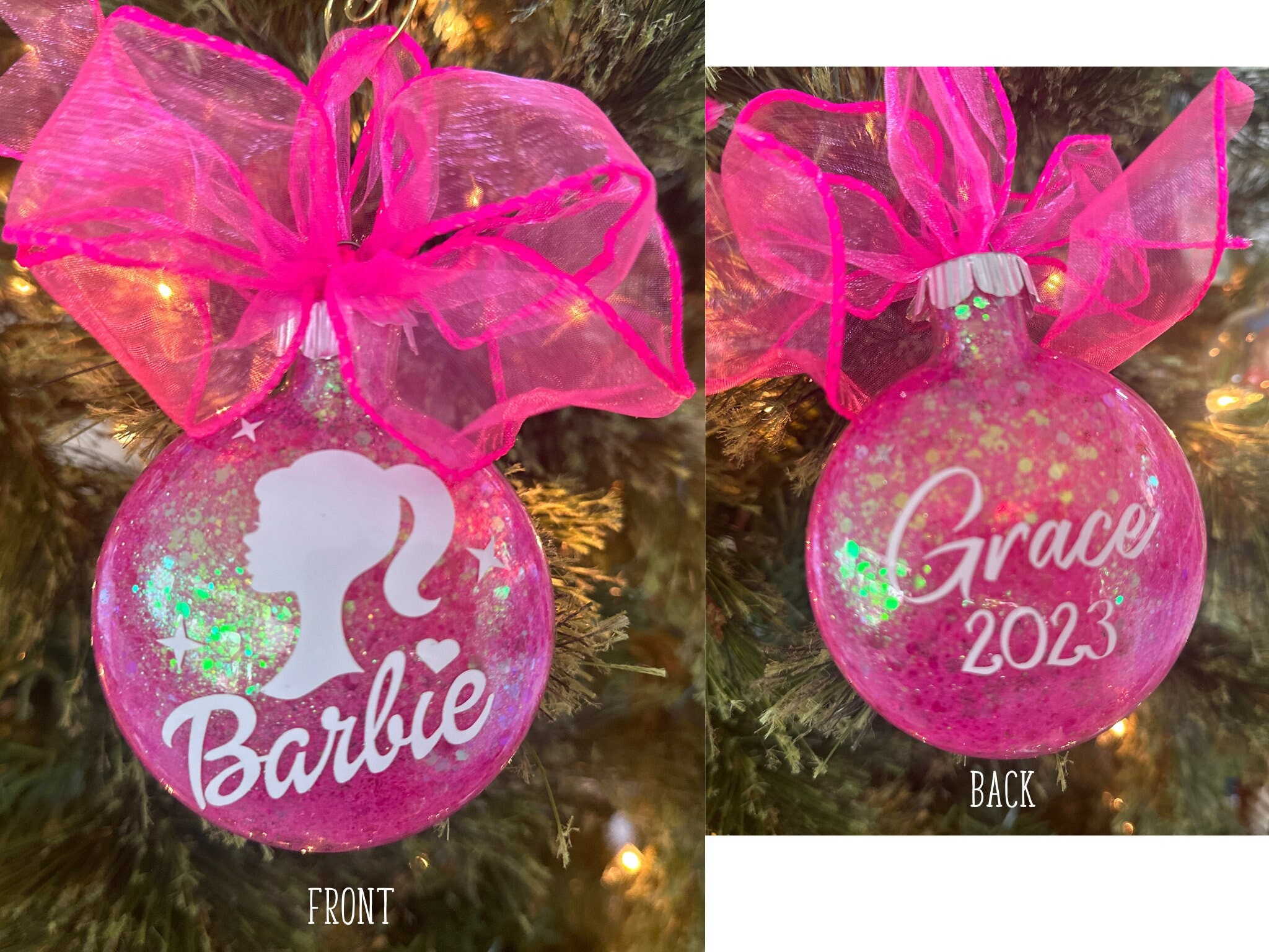Barbie Inspired Christmas Ornament/Barbie Silhouette Christmas Ornament/Barbie Movie Inspired/Girl Christmas Ornament/Personalized Ornament