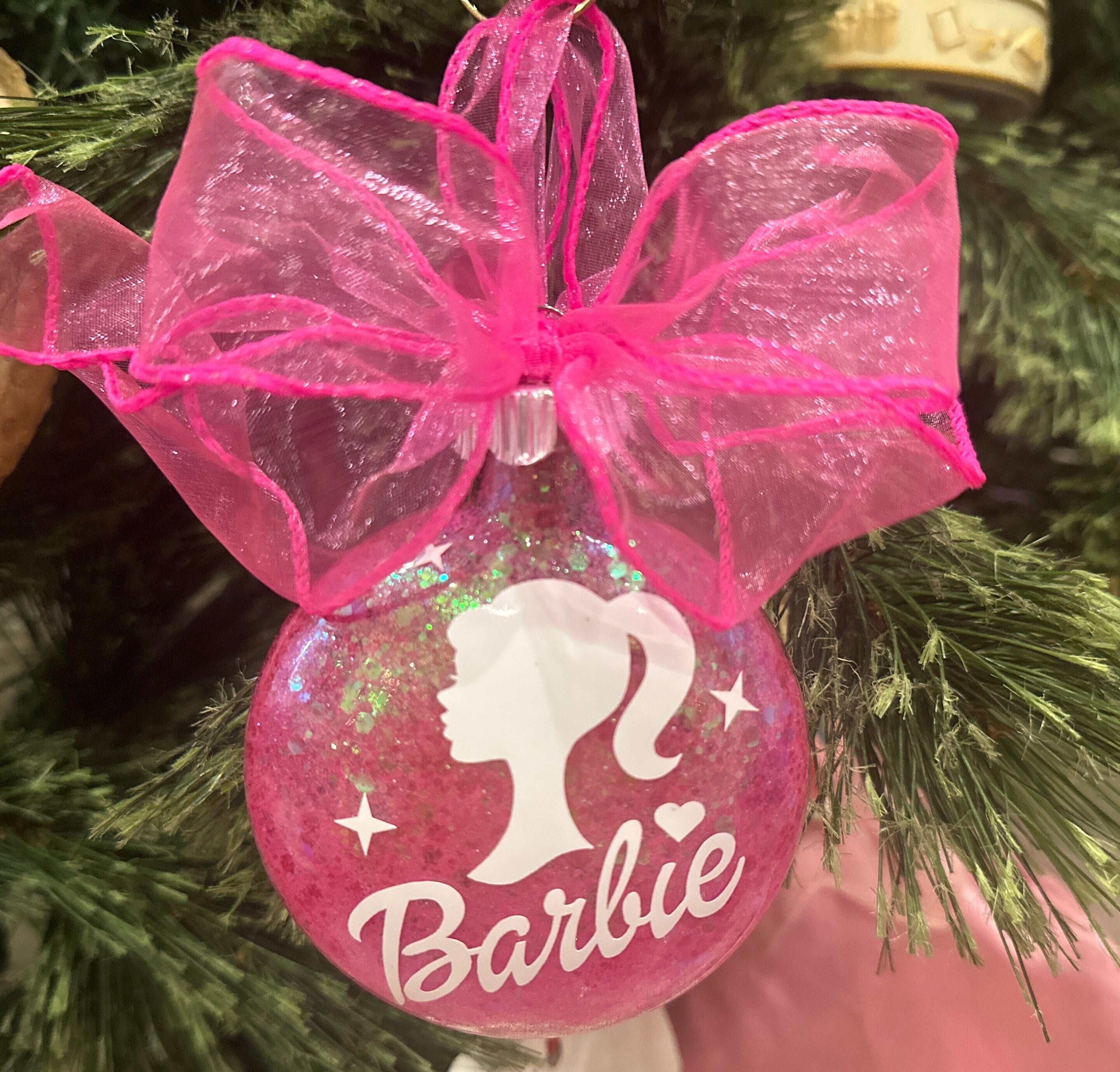 Barbie Inspired Christmas Ornament/Barbie Silhouette Christmas Ornament/Barbie Movie Inspired/Girl Christmas Ornament/Personalized Ornament