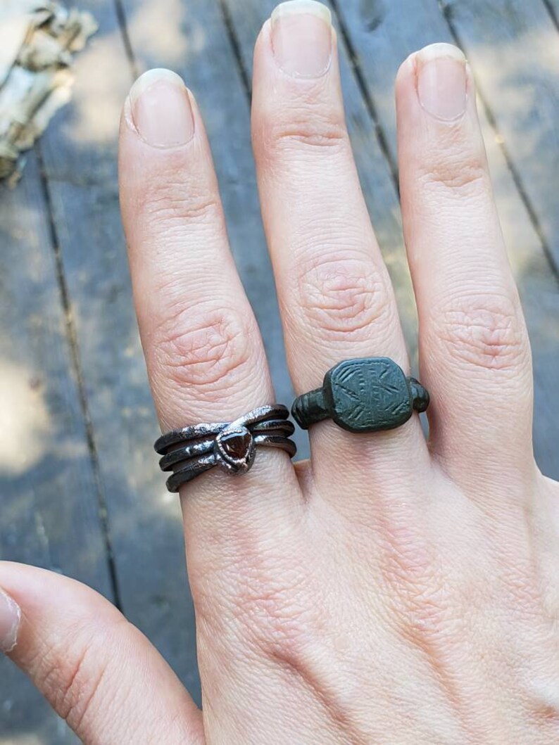 Copper Coated Garnet Ring sz 8 Gothic Jewelry Electroform Cosplay Mystic Wear Mistress of the Night