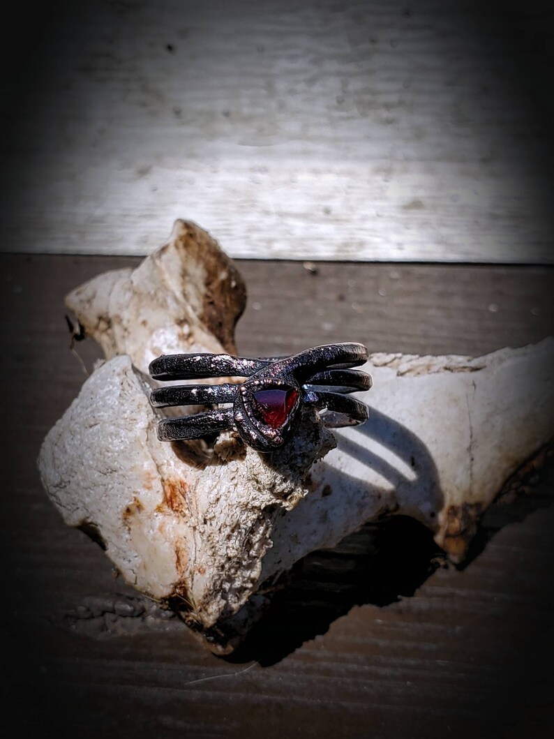 Copper Coated Garnet Ring sz 8 Gothic Jewelry Electroform Cosplay Mystic Wear Mistress of the Night