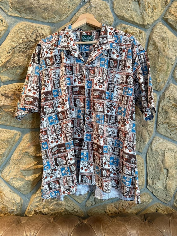 Gitman Bros Vintage Camp Collar Pattern Shirt - S… - image 1