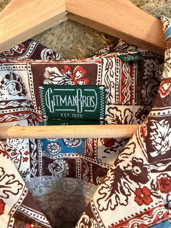 Gitman Bros Vintage Camp Collar Pattern Shirt - S… - image 4