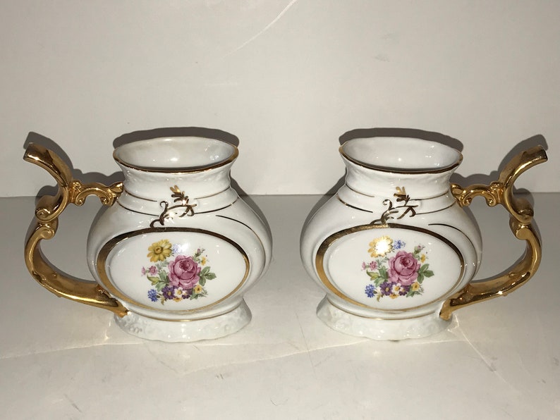 Czech Porcelain Thun Spa Sipping Cup Czech Pipe Mug Pair of Vintage Czechoslovakia Porcelain Sipping Mug China Floral Sip Cup