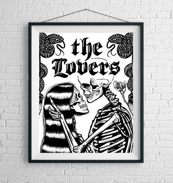 The Lovers Tarot Card Art The Lovers Tarot Card Black Etsy