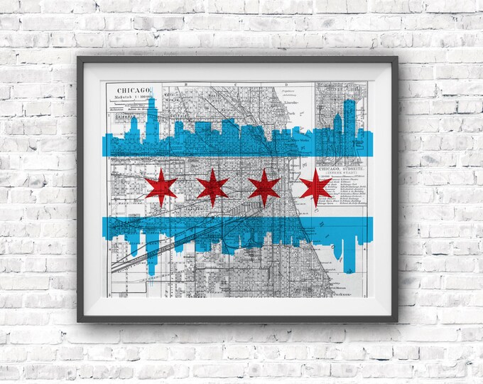 Chicago Map Print / Chicago Wall Art Etsy