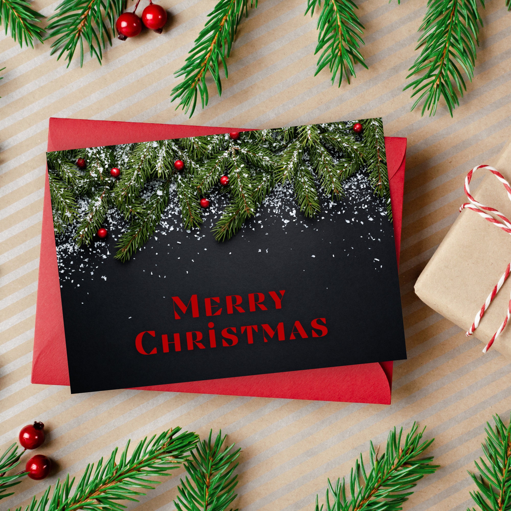 Printable Christmas Cards, Digital Christmas Cards, Simple Christmas Card, Blank Christmas Card ...