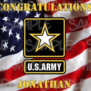 US ARMY Edible Birthday Party Cake Topper 1/4 Sugar Sheet Custom Personalized