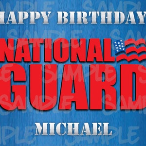 US NATIONAL GUARD Edible Birthday Party Cake Topper 1/4 Sugar Sheet Custom Personalized