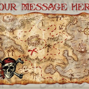 Carte au trésor PIRATE avec photo comestible Image pour gâteau 1/2 1/4 8 po. Feuille de glaçage personnalisée