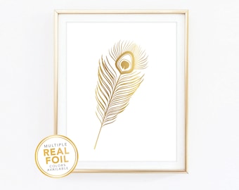 Gold Feather Art Etsy