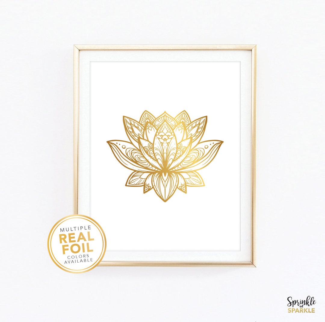 Lotus Flower, Evil Eye, Gold Foil Art, Bohoart Prints, Lotus Flower