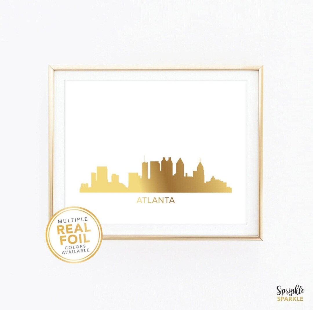 Atlanta Skyline Wall Art Print in Gold Foil - Georgia Sign - American ...