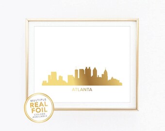 Atlanta Skyline Wall Art Print in Gold Foil - Georgia Sign - American City - Gold City Skyline Decor - 8x10 8.5x11 5x7 4x6 8x8 7x7