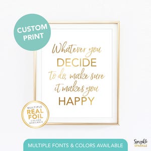 Custom Wall Art Print in Your Own Words In Real Foil - Rose Gold Silver Script Sign, Personalized Wedding Anniversary Valentines Day Gift 12