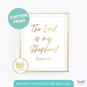 Custom Scripture Wall Art Print in Gold Foil, Personalized Bible Verse Sign, Scripture wall art, Bible Quotes Wall Decor, Christian Gifts