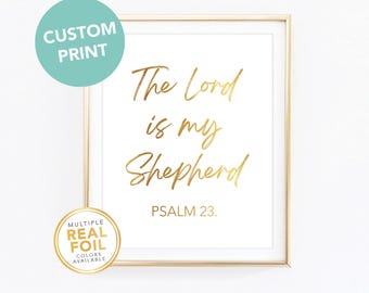 Custom Scripture Wall Art Print in Gold Foil, Personalized Bible Verse Sign, Scripture wall art, Bible Quotes Wall Decor, Christian Gifts