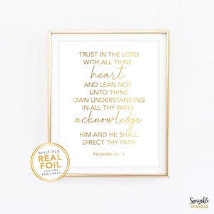 Proverbes 3:5-6 Confie-toi en l'Éternel de tout ton cœur / Décoration murale dorée / Citation biblique / Décoration murale pour chambre d'enfant / Décoration intérieure / Art mural / 01