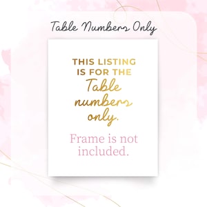 text that reads "This listing is for the Table numbers only. Frame is not included."
