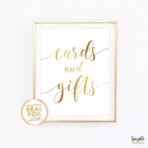 Cards and Gifts Print - Cards and Gifts Wall Art - Gold Foil Wedding Sign - Gold Wedding Decor - Real Foil - Silver Rose Gold and More 002
