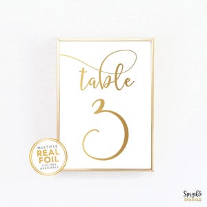 Gorgeous Gold Foil Table Numbers to add some glam to your special wedding day or event. Created with 110lb card stock and available in a variety of sizes (4x6, 5x7, custom) and foil/paper color options ( Gold, Rose Gold, Silver, Mint, Pink, Teal, Red, Orange, Hot Pink, Blue, Green).