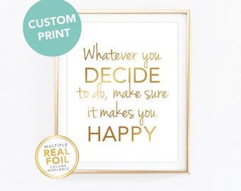 Custom Gold Foil Print, Your Own Words In Foil Wall Art, Script Print, Real Foil Print, Rose Gold Silver Foil, Home Decor Print, Font 4