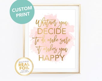 Watercolor Custom Foil Print, Your Own Words In Gold Foil, Script Print, Real Foil Print, Gold foil, Silver, Home Decor Print, Font 6 #Mia