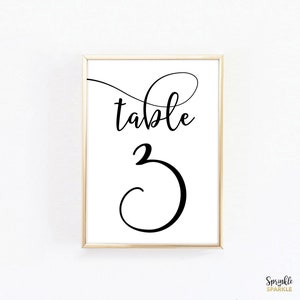 Wedding Table Numbers - Single Sided - White Ivory Creme Paper - Black Letters - Can be customized to other colors - 002b