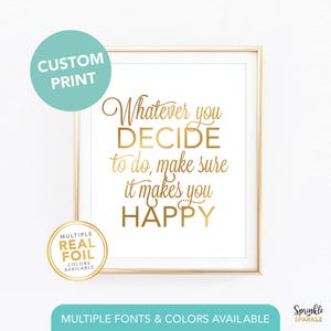 Custom Gold Foil Wall Art Print, Your Own Words In Foil, Real Foil Print, Gold foil, Silver foil, Anniversary Wedding Valentines Font 5