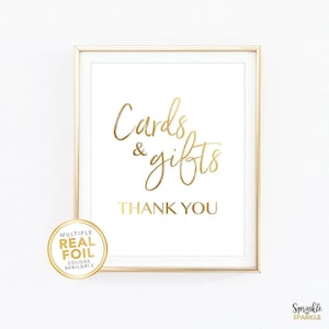 Cards and gifts wedding sign, gold wedding decor, Gold Foil, Real Foil Print, Wedding signage, Bridal shower sign, Baby shower sign 001