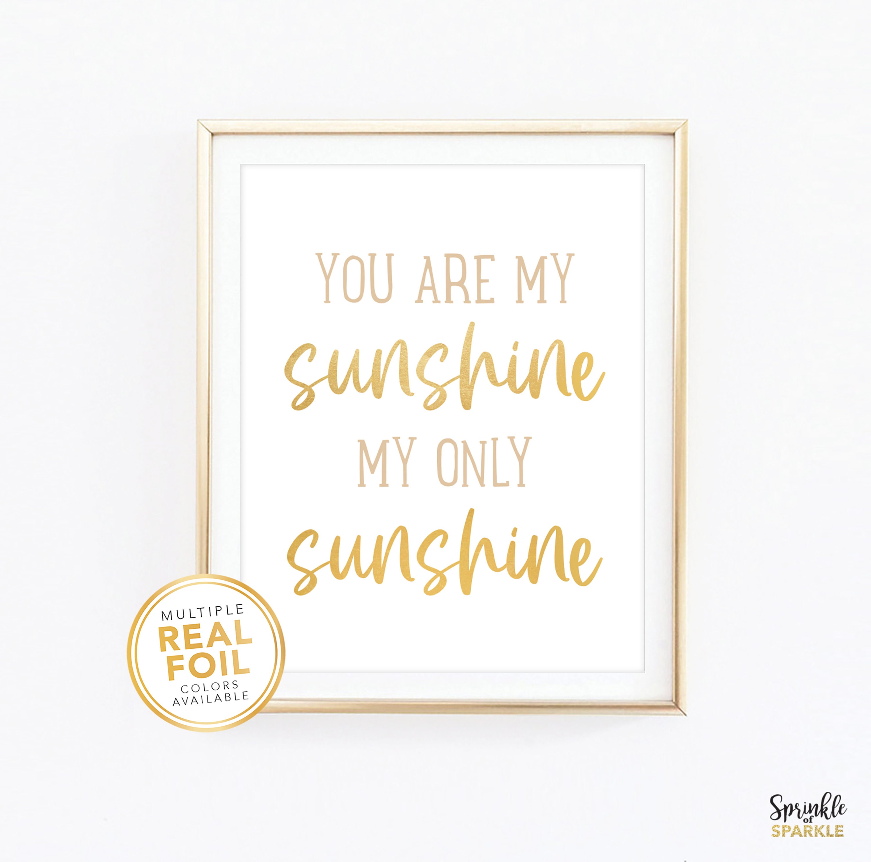 Nursery Decor: 3 Framed You Are My Sunshine Lyrics 8”x11” Baby