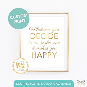 Custom Gold foil Print, Your Own Words In Foil, Script Print, Real Foil Print, Gold foil, Silver foil, Home Decor Print, Font 7 Sample