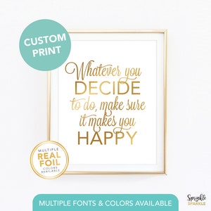 Custom Gold Foil Wall Art Print, Your Own Words In Foil, Real Foil Print, Gold foil, Silver foil, Anniversary Wedding Valentines Font 5