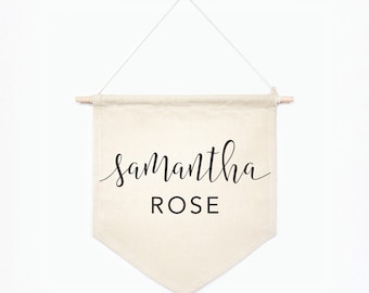 Custom Name Banner, Name Banner, Canvas Banner, Personalized Wall Art, Birth Info Birth Announcement, Baby Room Decor, Canvas flag 01