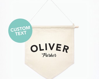 Custom Name Banner, Name Banner, Canvas Banner, Personalized Wall Art, Birth Info Birth Announcement, Baby Room Decor, Canvas flag 03