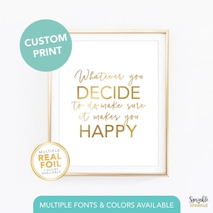 Custom Gold foil Print, Your Own Words In Foil, Script Print, Real Foil Print, Gold foil, Silver foil, Home Decor Print, Font 27 Sample