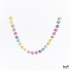 Pastel Rainbow Garland - Rainbow Felt Ball Garland - Rainbow Nursery Decor Theme ,St Patrick's day Garland 100% Wool 1" Felt Balls