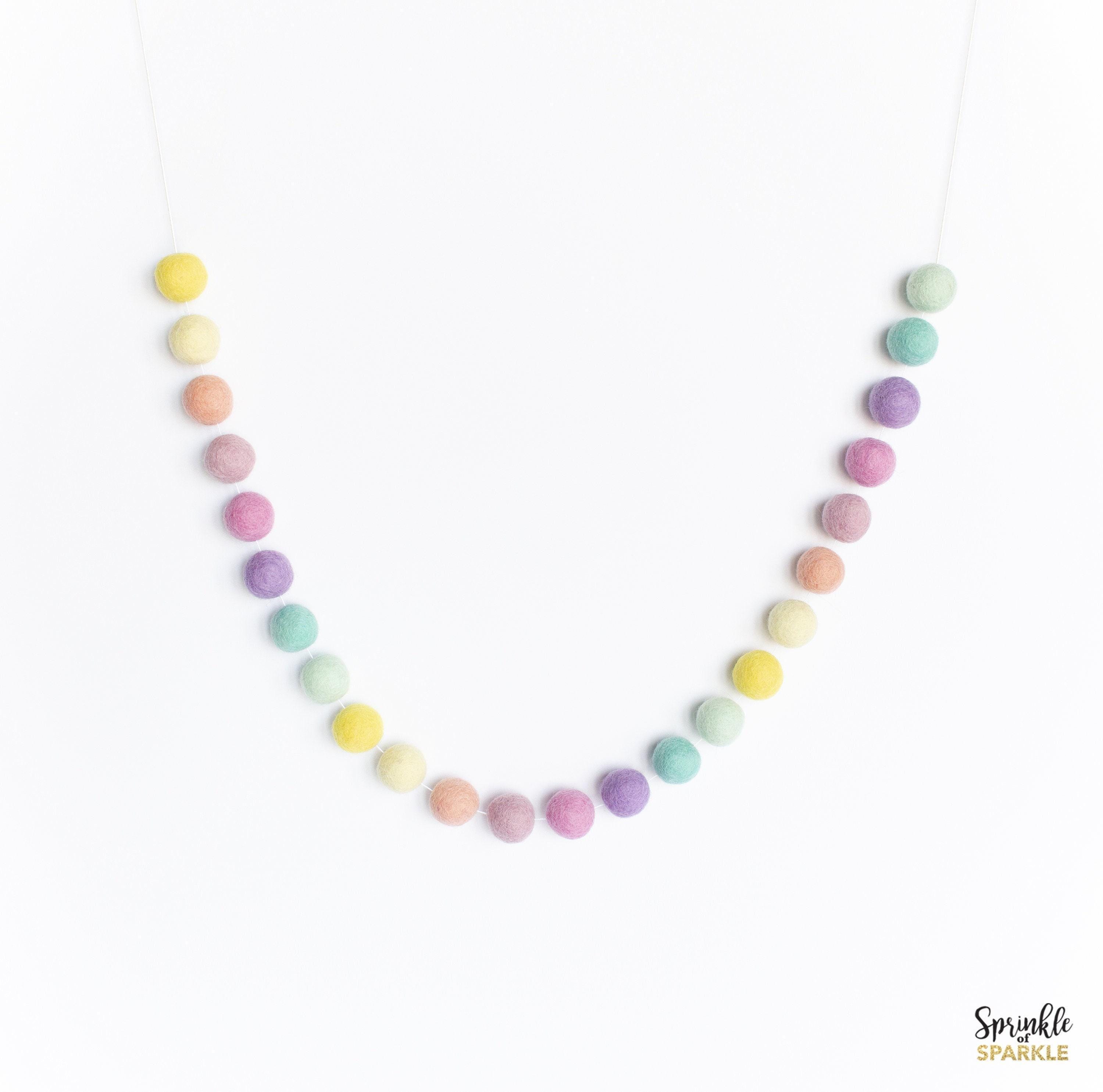 Pastel Rainbow Garland - Rainbow Felt Ball Garland - Rainbow Nursery ...