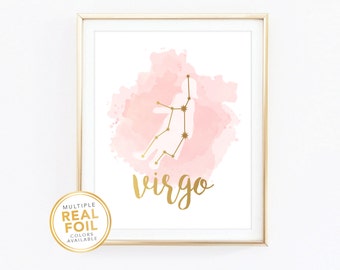 Virgo Star Sign 8.5x11 Virgo Floral Printable Wall Art Zodiac Poster 5x7 8x10 Astrology Gifts for Virgo 11x14