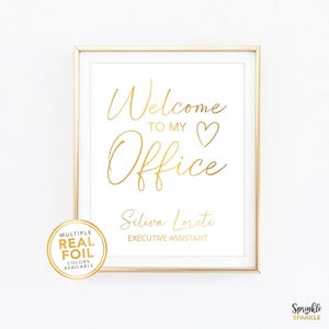 Bienvenido a mi oficina, Arte de pared con lámina dorada, Idea de regalo para compañeros de trabajo, Decoración de oficina, Decoración de cubículos, Idea de regalo personalizada, Bienvenido a mi oficina