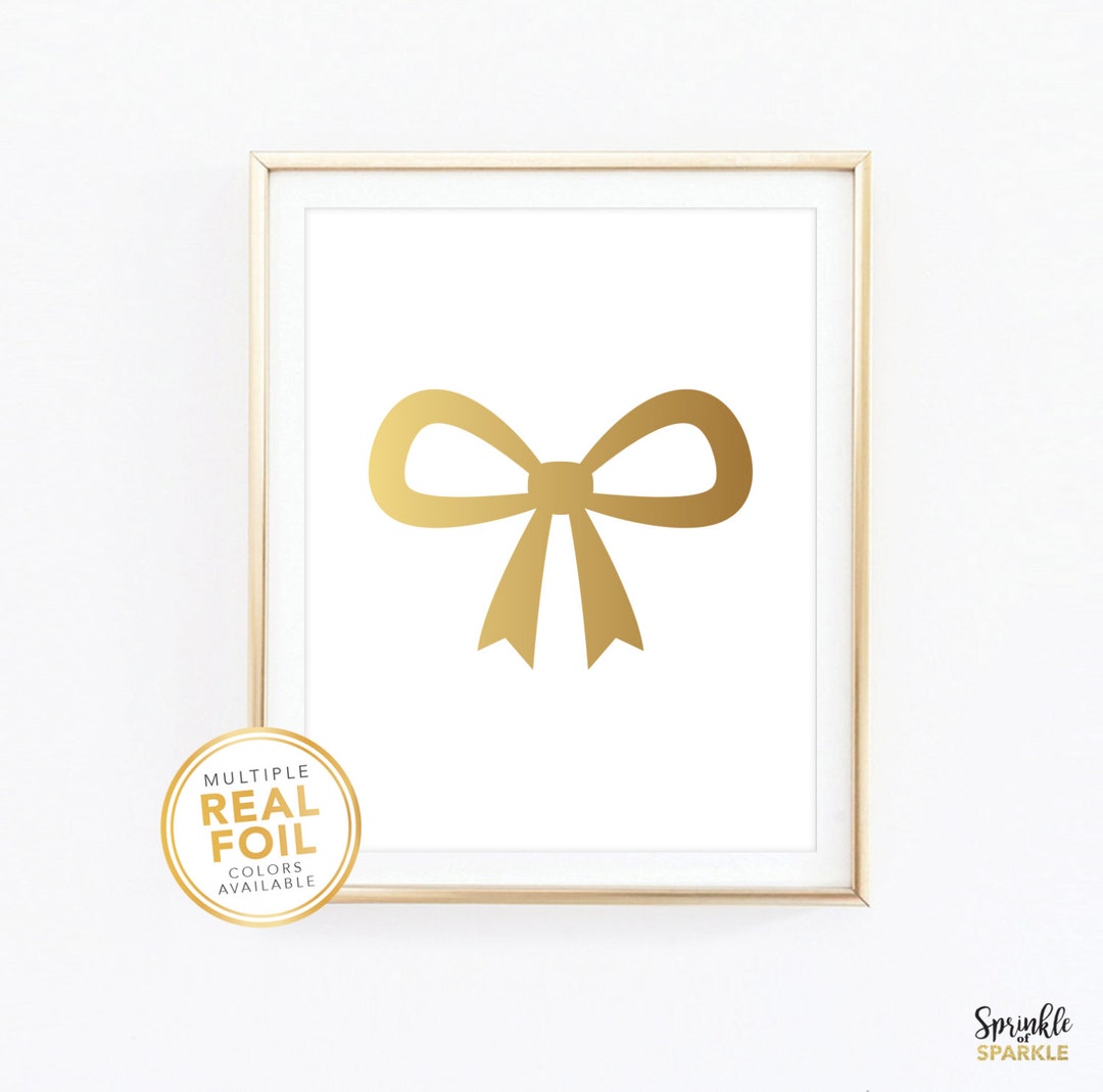 Gold Bow, Wall Art, Real Gold Foil, Gallery Wall, Office Decor, Playroom, Kids Room Decor ...