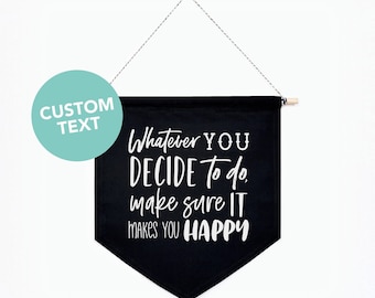 Custom Canvas Banner, Name Banner, Black Canvas Banner, Personalized Wall Art, Canvas Flag, Personalized Decor, Nursery Banner, Office Decor