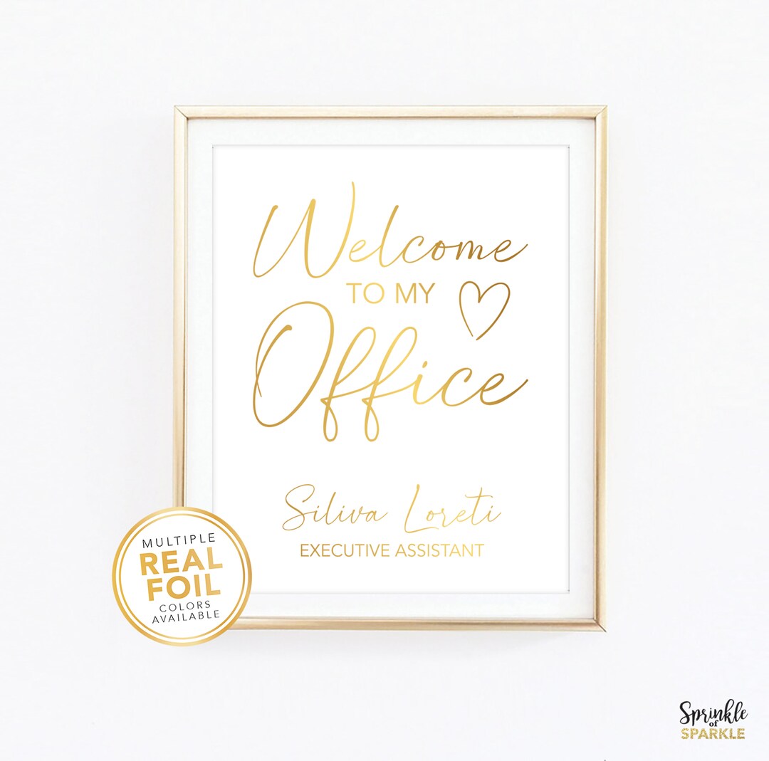 Welcome to My Office, Gold Foil Wall Art, Co Worker Gift Idea, Office