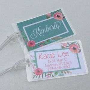 Floral Watercolor Luggage Tag - Personalized Bag Tag - Monogrammed Luggage Tag -  Buy 4, Get 1 Free