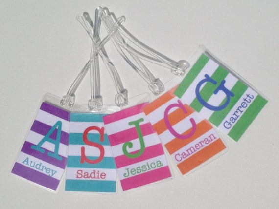 Bright Stripes Bag Tag - Custom Luggage Tag - Monogram Bag Tag - Buy 4, Get 1 Free!