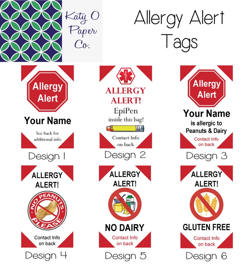 Allergy Alert Tags Medical Alert Tags Custom Bag Tags Etsy